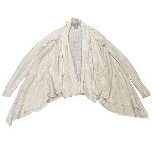 JCP Waterfall Open Front Cardigan Women's Size Cream Ivory Wool Blend Sweater‎